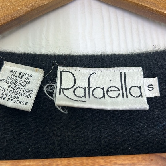 Rafaella - Vintage Rabbit Lambswool Retro Bright Circle Shapes Black Sweater SM - Picture 8 of 10